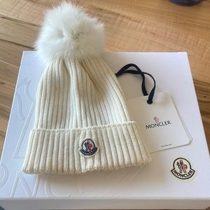 Moncler White Pom-Pom Beanie